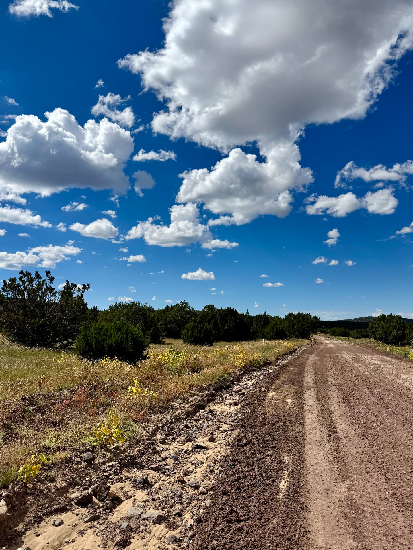Graded dirt and gravel access road running past the County Road 3043 parcel
